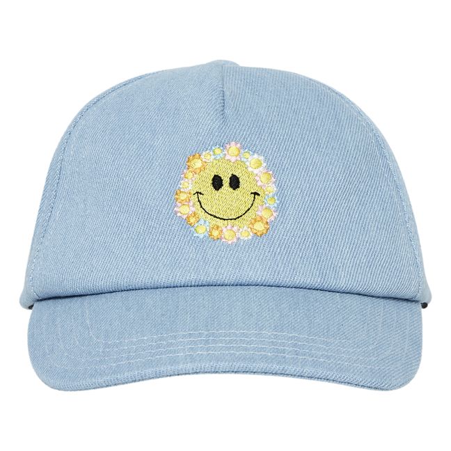 FlowerSmile Bleached Denim Cap | Blu