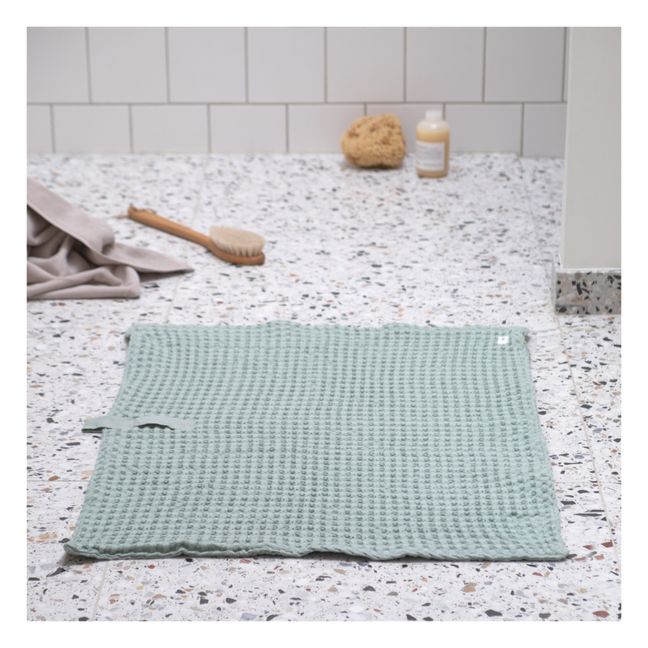 Tapis de bain gauffré en coton bio | Mint Green