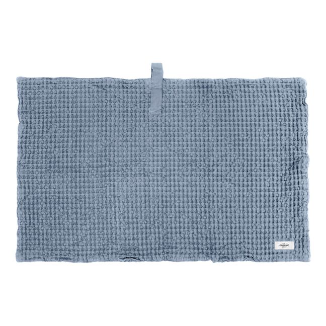 Tapis de bain gauffré en coton bio | Grey blue