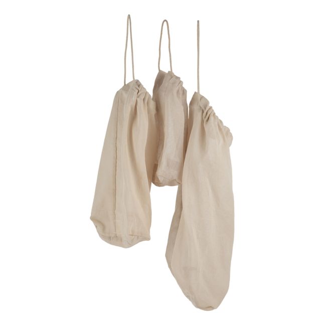 Bolsa para alimentos de algodón orgánico - Juego de 3 | Beige