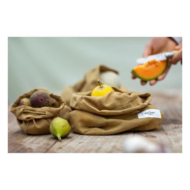 Food bag en coton bio - Set de 3 | Khaki