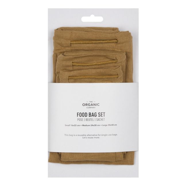 Food bag in cotone bio - Set di 3 | Verde militare