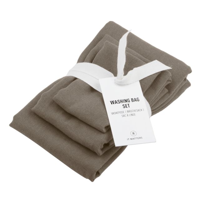 Organic Cotton Wash Bags - Set of 3 | Brown
