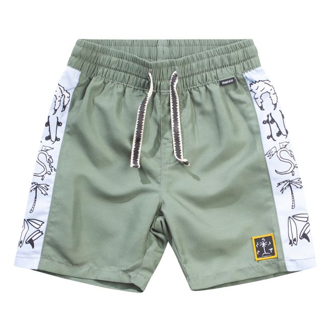 Horror Recycled Polyester Swim Trunks | Olive green