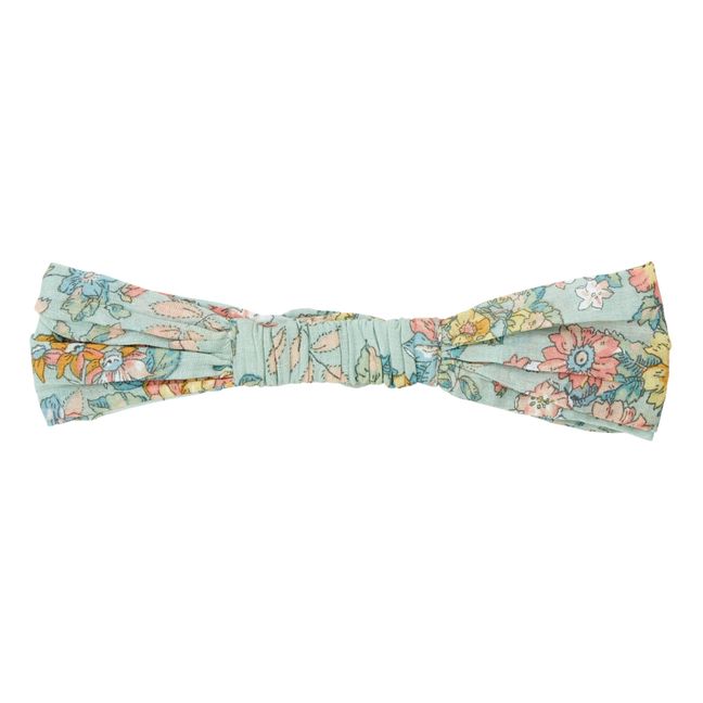 Headband Bio-Baumwolle Blumenmuster Schleife Cally | Wassergrün