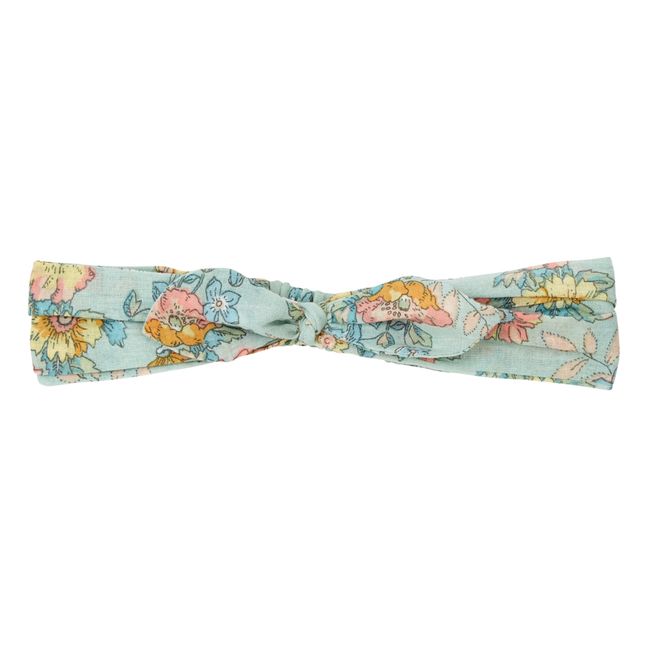Headband Bio-Baumwolle Blumenmuster Schleife Cally | Wassergrün