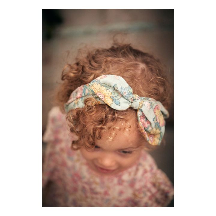 Cally Organic Cotton Floral Bow Headband | Green water- Product image n°2