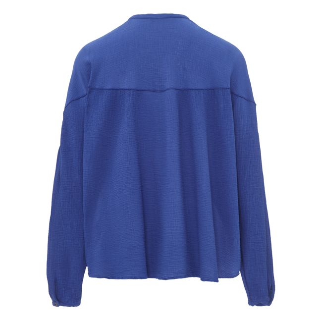 Blusa de crepé de algodón | Azul