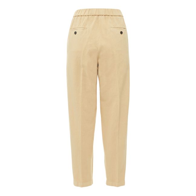 Cotton and Linen Peg Pants | Beige