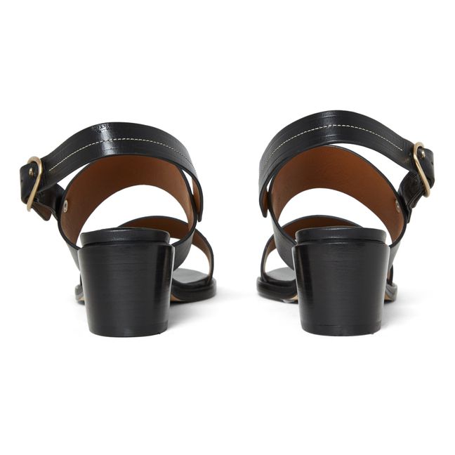 Sandali con tacco 45MM in pelle conciata al vegetale | Nero