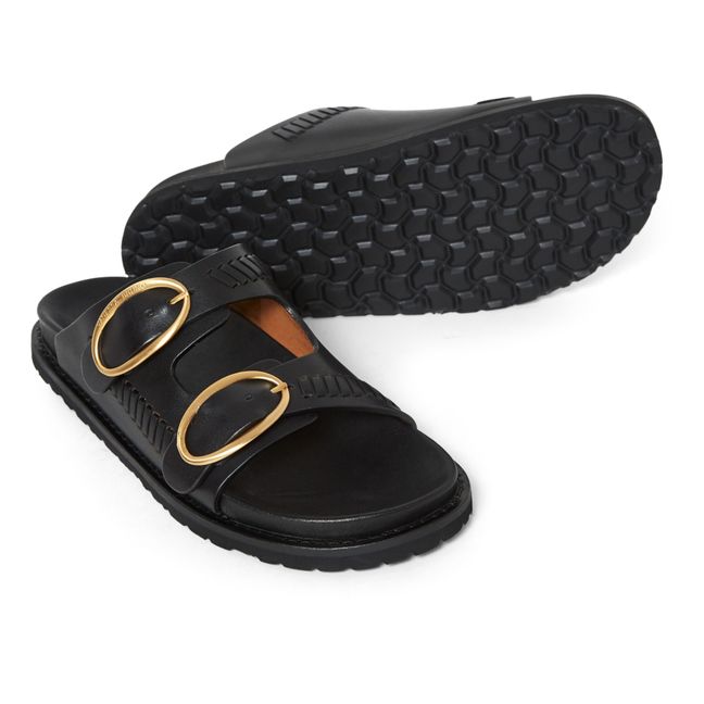 Sandalias de piel vegetal trenzada Fussbet | Negro
