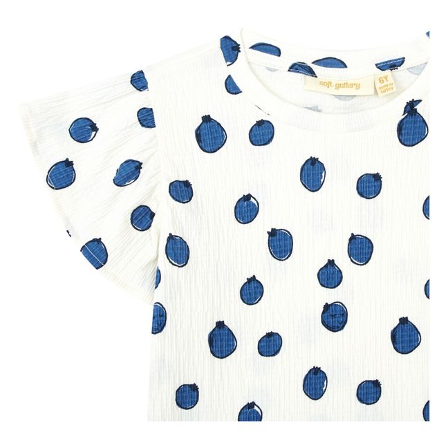 Camiseta de algodón ecológico con estampado de arándanos | Blanco