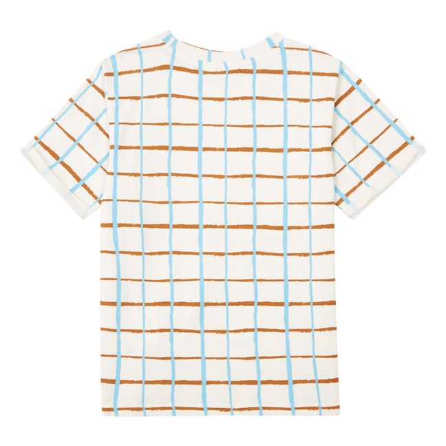 Kariertes T-Shirt aus Bio-Baumwolle | Blanc/Écru