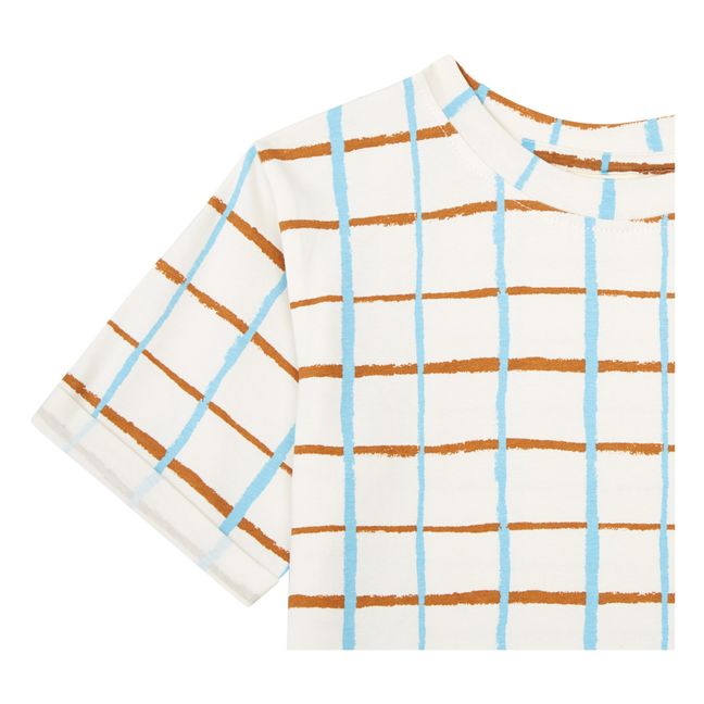 T-Shirt a quadri in cotone organico | Blanc/Écru