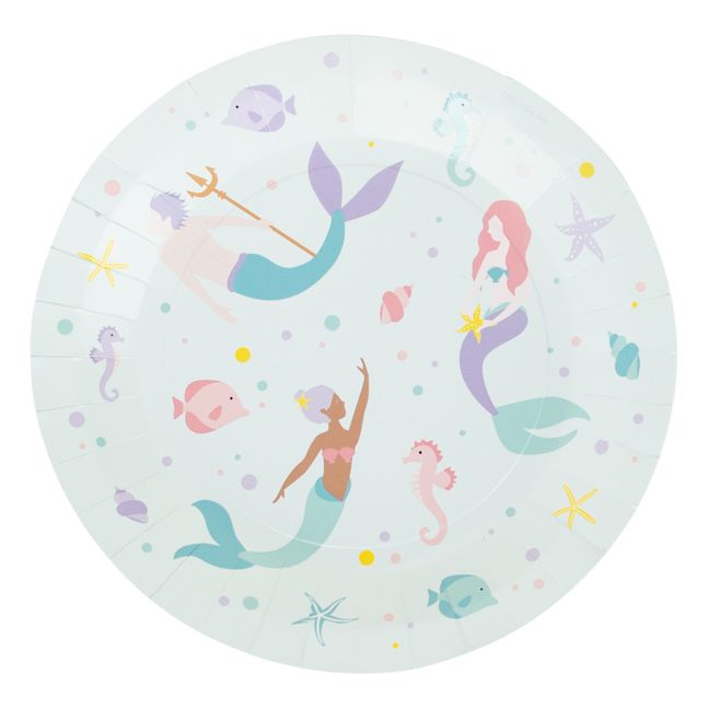 Assiettes en carton Sirènes - Lot de 8