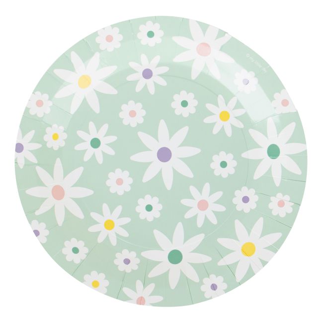 Assiettes en carton Marguerites - Lot de 8