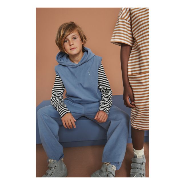 Sweat à Capuche Sans Manches Coton Bio | Bleu