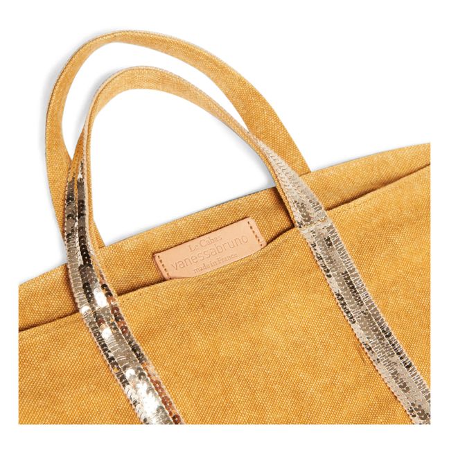 Linen and Sequin Medium Shopping Bag | Senffarben