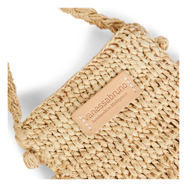 Phone Pouch with Shoulder Strap + Raphia Bubbles | Natural
