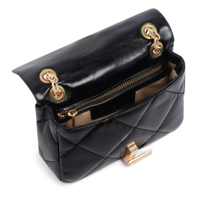 Nano Moon Cracked Leather Bag | Black