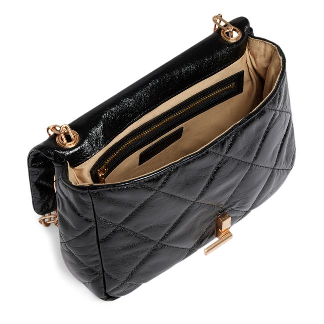 Sac Moon MM Matelassé Cuir Craquelé | Noir