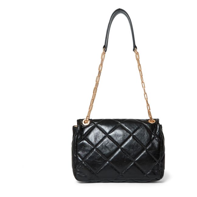 Sac Moon MM Matelassé Cuir Craquelé | Noir