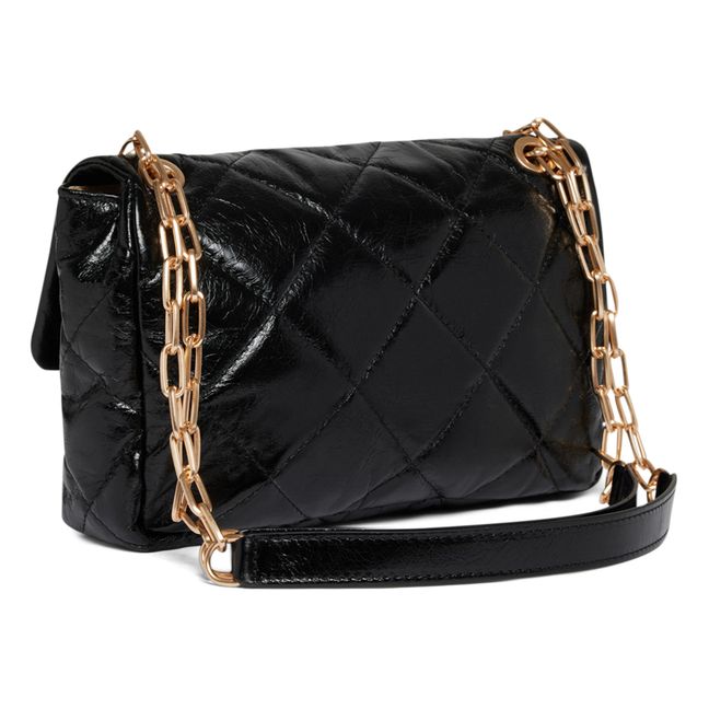 Sac Moon MM Matelassé Cuir Craquelé | Noir