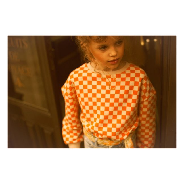 Peace Checked Sweater | Orange