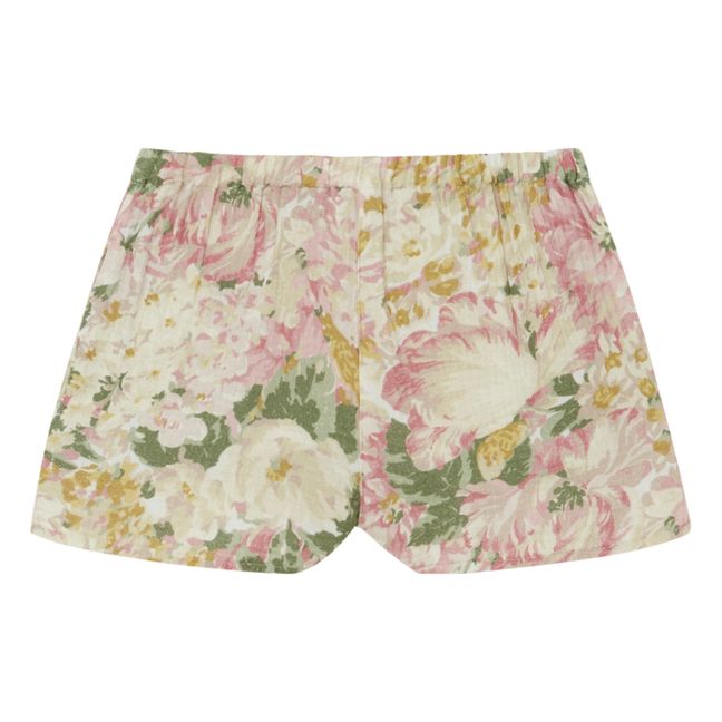 Pantalón corto con estampado de flores de almeja | Crudo