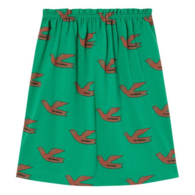 Kitten Birds Jersey Skirt | Green