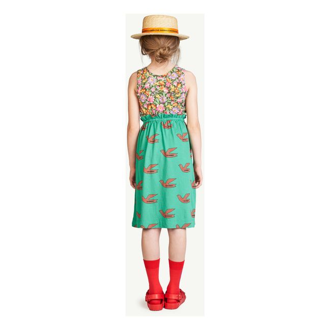 Kitten Birds Jersey Skirt | Green