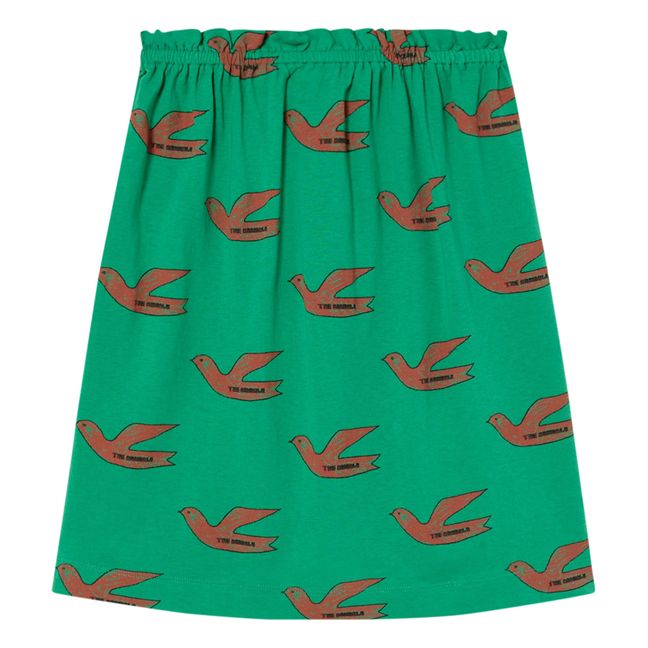 Kitten Birds Jersey Skirt | Green