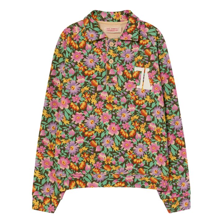 Sweatshirt mit Knöpfen Blumen Seepferd | Rosa- Produktbild Nr. 0