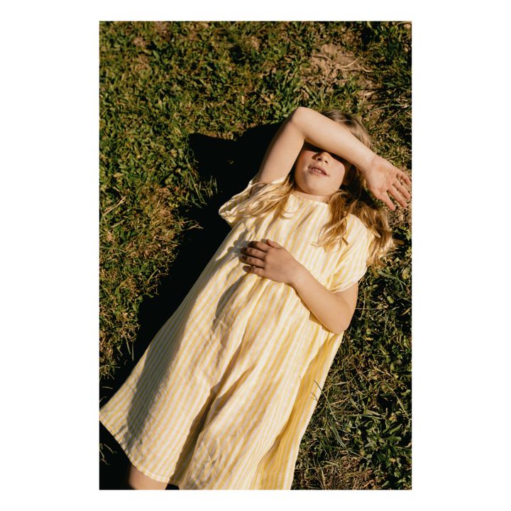 Vestido de algodón a rayas Cousine | Amarillo- Imagen del producto n°1