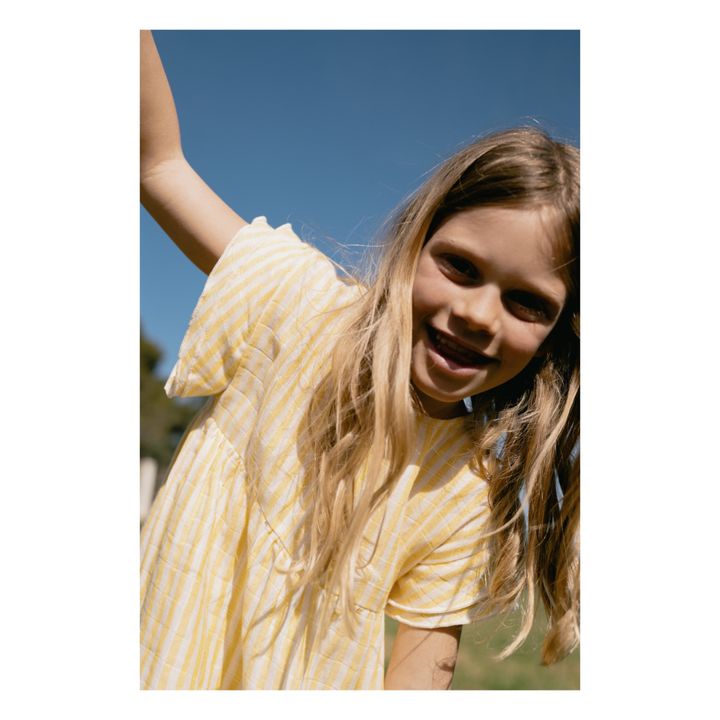 Vestido de algodón a rayas Cousine | Amarillo- Imagen del producto n°3