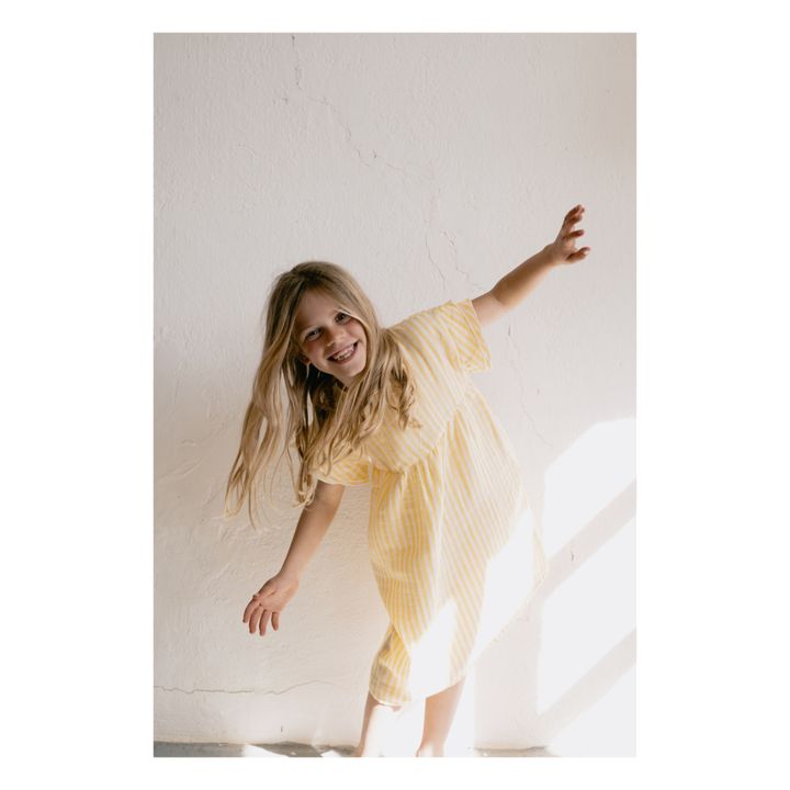 Vestido de algodón a rayas Cousine | Amarillo- Imagen del producto n°4