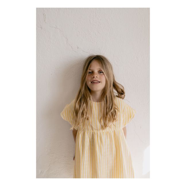Vestido de algodón a rayas Cousine | Amarillo