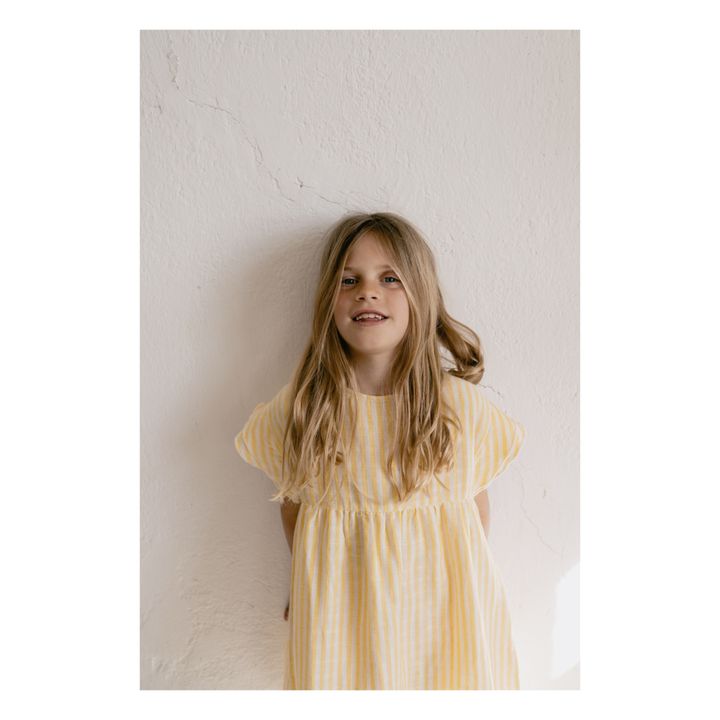 Vestido de algodón a rayas Cousine | Amarillo- Imagen del producto n°5