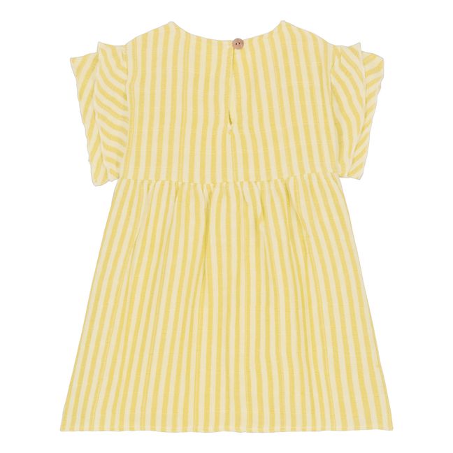 Cousin Dress in Striped Cotton Gauze | Gelb