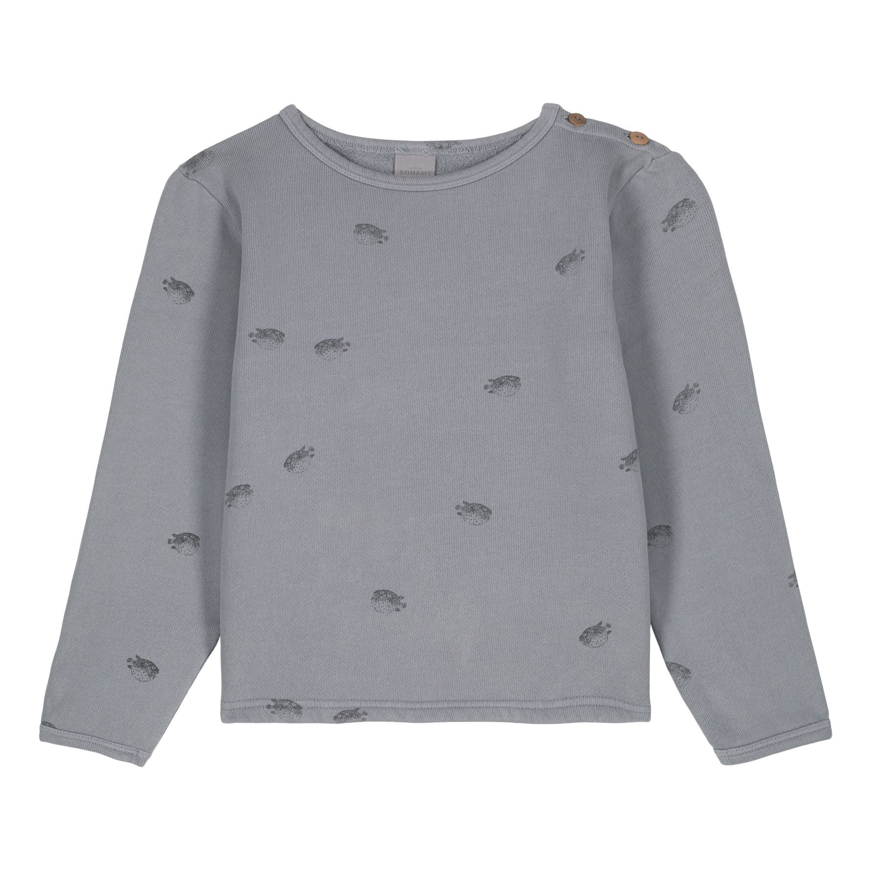 Studio Bohème Noah Polar Fleece and Organic Cotton Sweatshirt Grey blue  Smallable