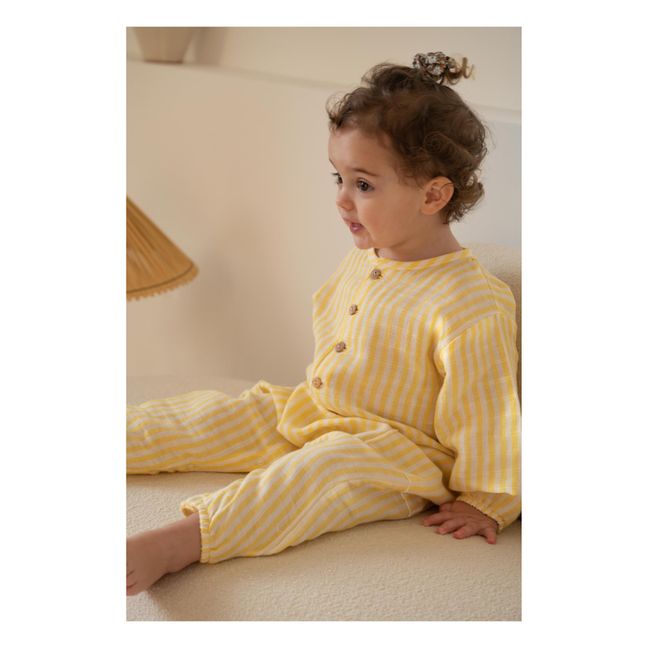 Big Papi Cotton Gauze Striped Jumpsuit | Gelb