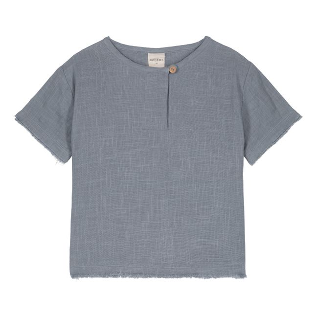 T-Shirt Orso Manches Courtes en Gaze de Coton | Grey blue