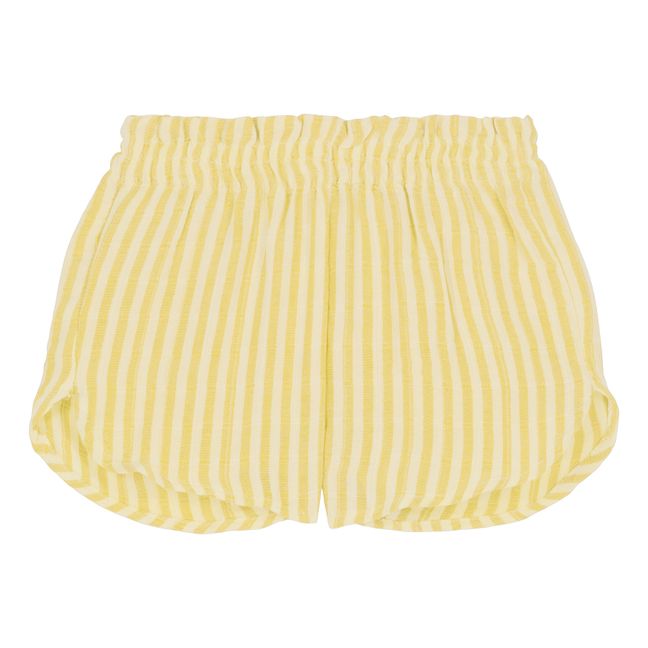 Pantalón corto de algodón a rayas | Amarillo