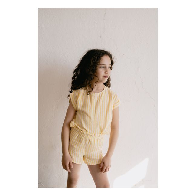Pantalón corto de algodón a rayas | Amarillo