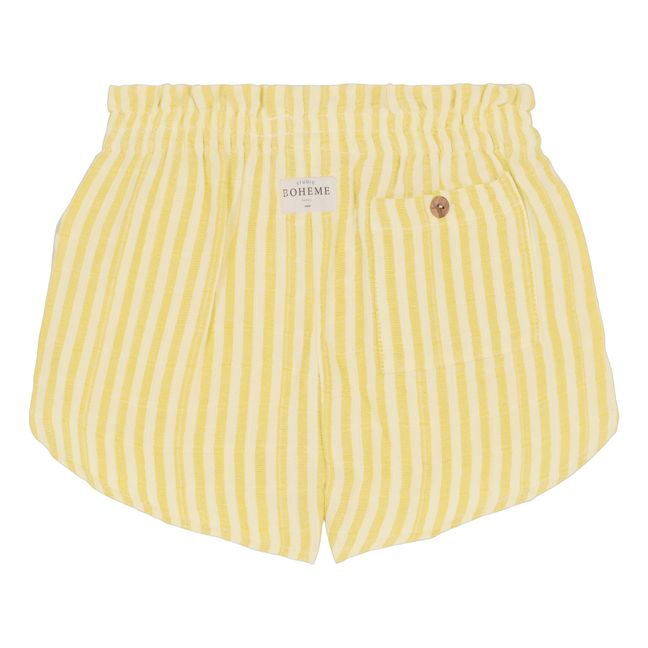 Pantalón corto de algodón a rayas | Amarillo
