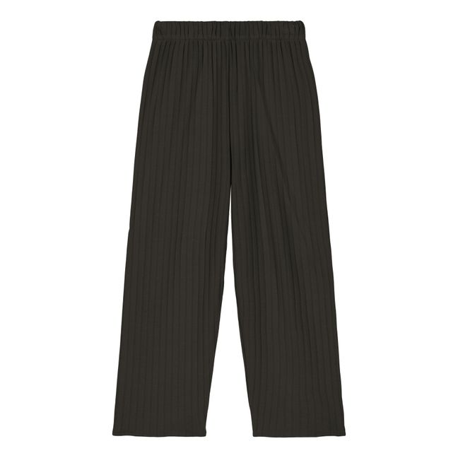 Organic Cotton Ribbed Pants | Dark green