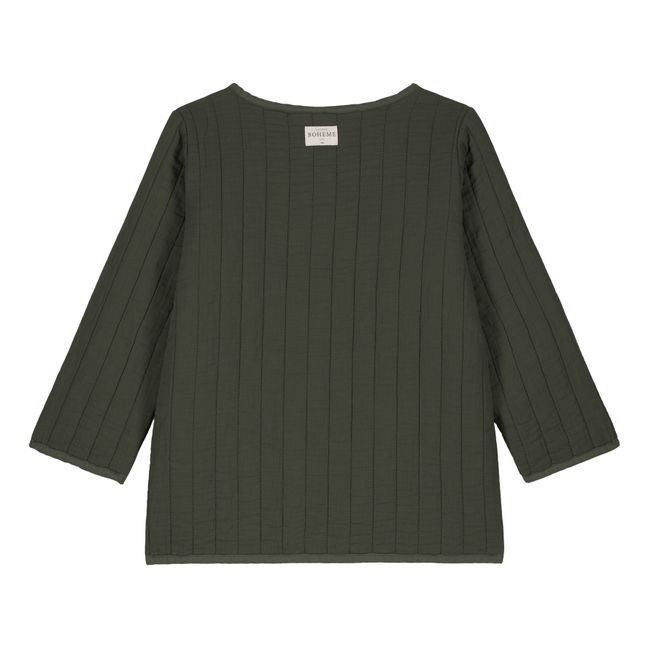 Veste Mahé Matelassé en Coton Bio | Vert foncé