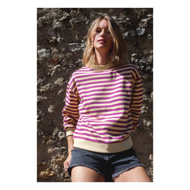 Nautical Organic Cotton Striped Sweater - Women’s Collection | Fuscia