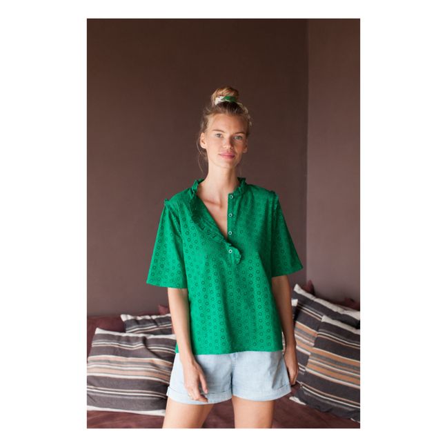 Blouse Brodée Agatha - Collection Femme  | Green