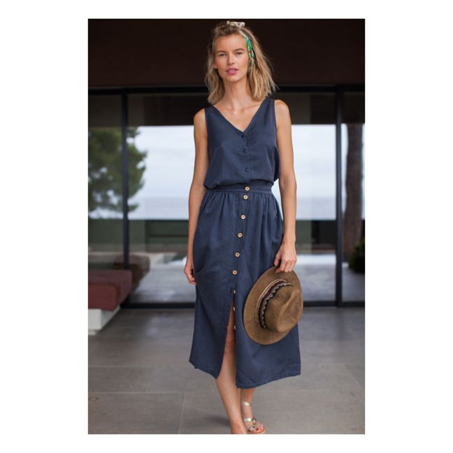 Minette Silk Midi Skirt - Women’s Collection | Navy